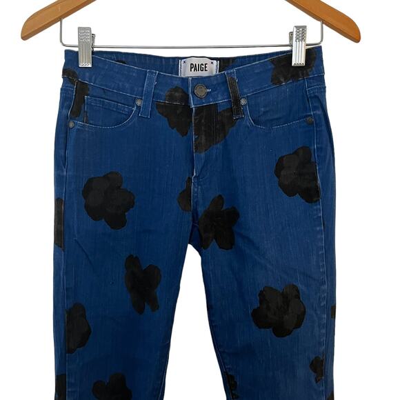 Paige Womens Verdugo Ultra Skinny Jeans Floral Patter Blue 27 - Picture 2 of 10